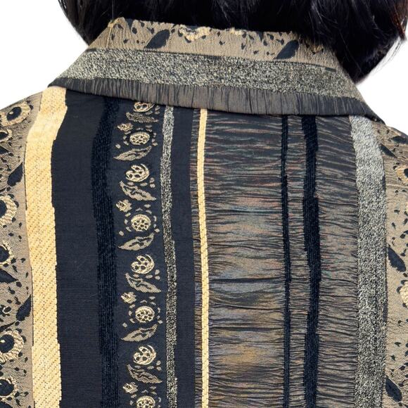 Vintage Dark Floral Blazer Jacket 16P Zip Up Brown Gold Earthy Boho Indie Tanjay - Picture 6 of 14